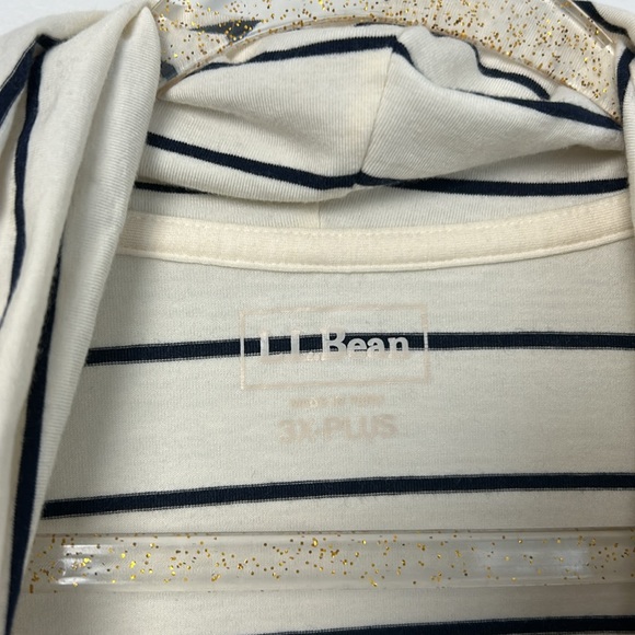 L.L.Bean| Navy/Off-White Striped Cowl Neck Shirt sz 3x Plus - Picture 4 of 5